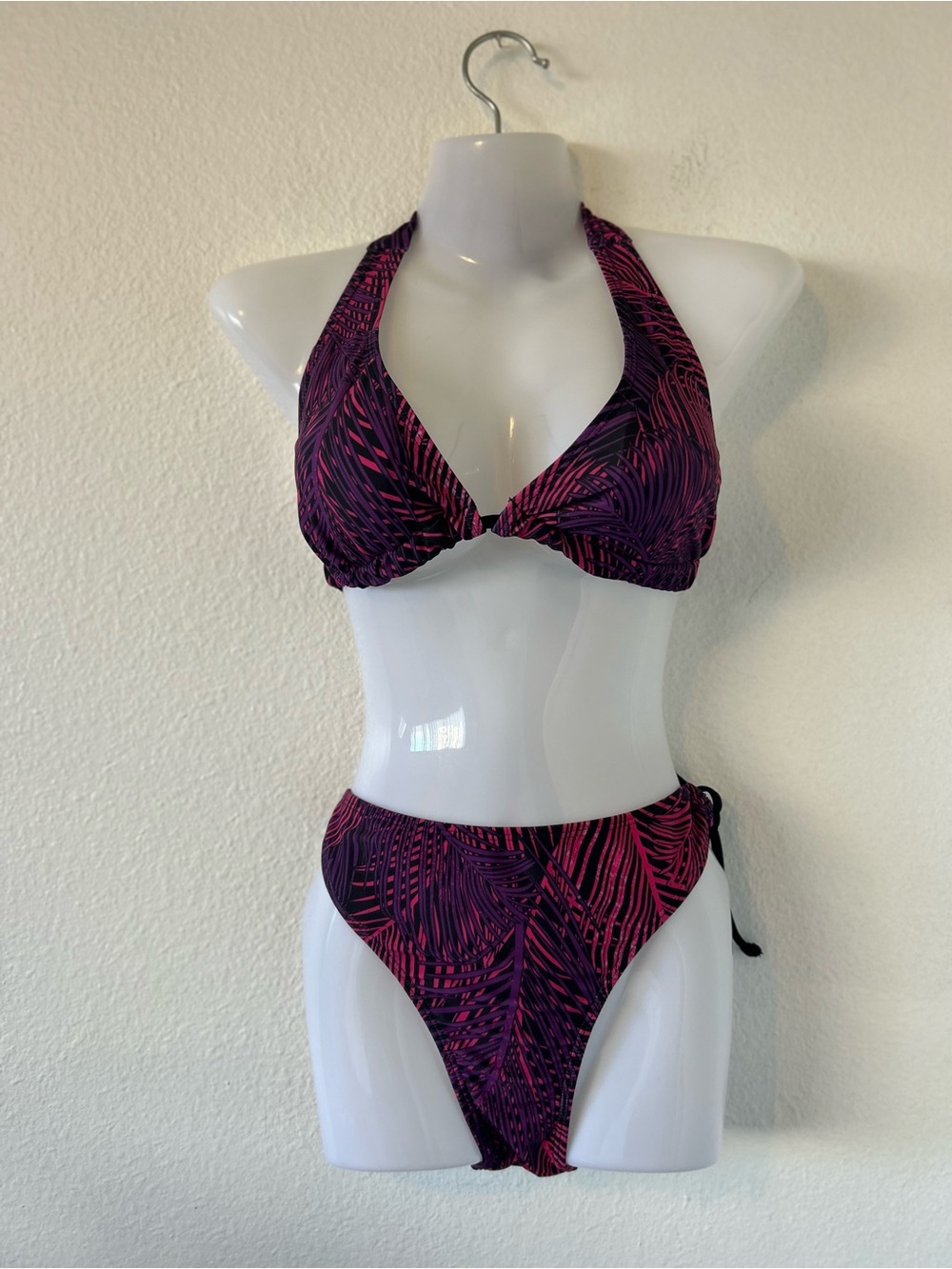Women Swim Purple & Pink Halter Bikini Set -Size S